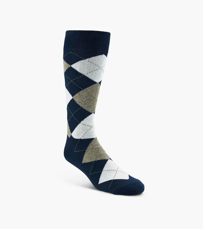 Florsheim Socks Classic Argyle Crew Dress Socks Navy Brown 8211 Men