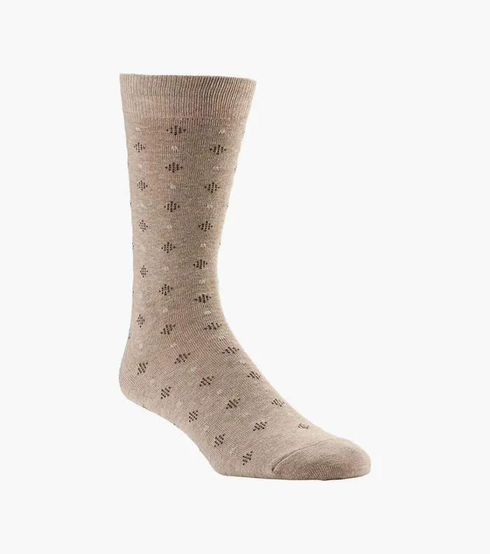 Florsheim Socks Diamond Dobby Crew Dress Socks Oatmeal 8211 Men