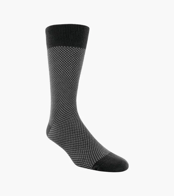 Florsheim Socks Double Birdseye Crew Dress Socks Black 8211 Men