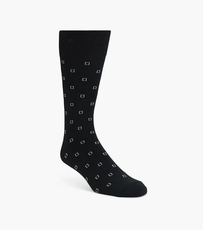 Florsheim Socks Square Neat Crew Dress Socks Black 8211 Men