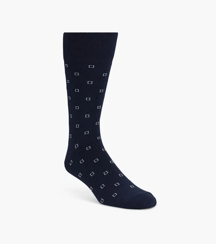 Florsheim Socks Square Neat Crew Dress Socks Navy 8211 Men
