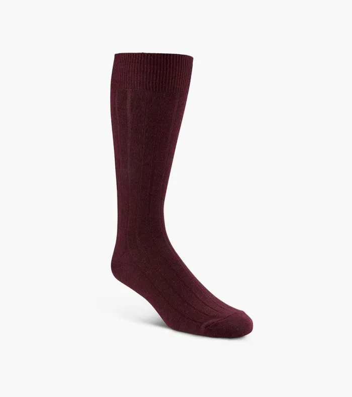Florsheim Socks Wide Rib Crew Dress Socks Burgundy 8211 Men