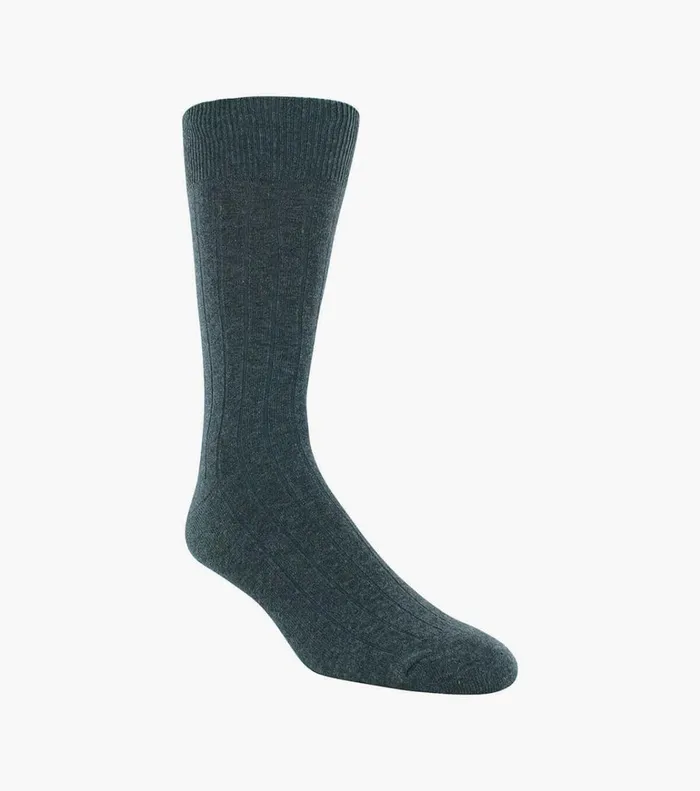 Florsheim Socks Wide Rib Crew Dress Socks Charcoal 8211 Men