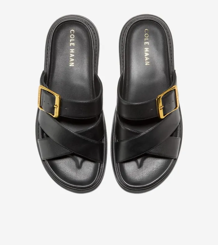 Fraya Slide Sandals Black Leather Women Cole Haan Sandals