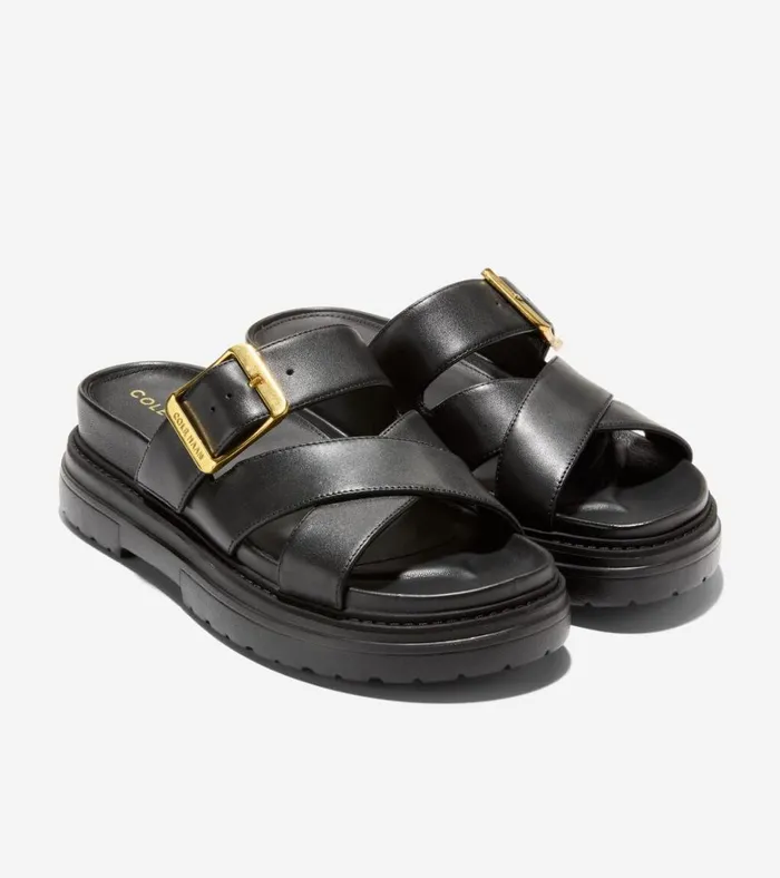 Fraya Slide Sandals Black Leather Women Cole Haan Sandals