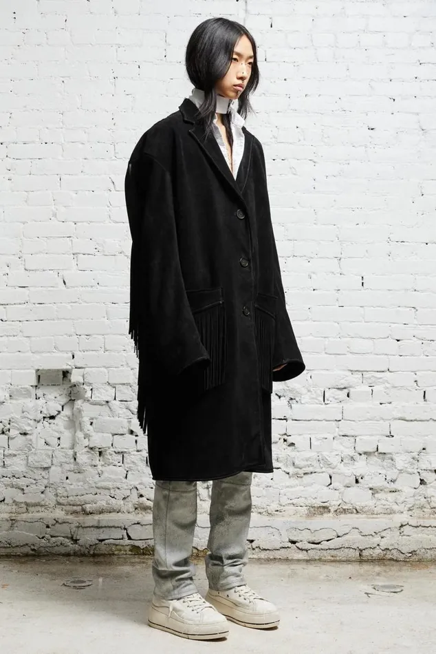 FRINGE LEATHER JACKET 8211 BLACK SUEDE Women R13 Jackets and Coats