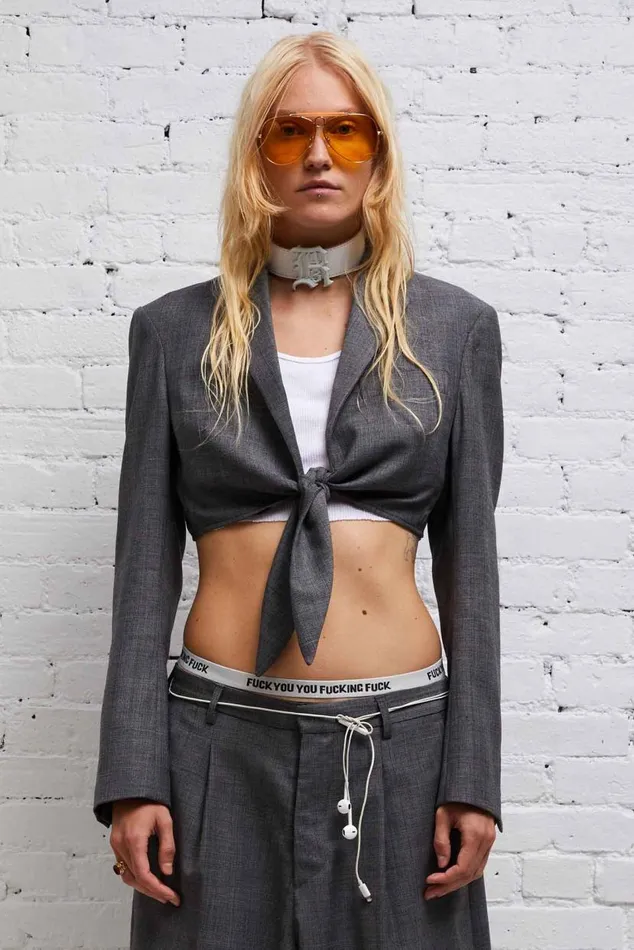 FRONT TIE CROPPED BLAZER 8211 GLEN PLAID Women R13 Jackets and Coats
