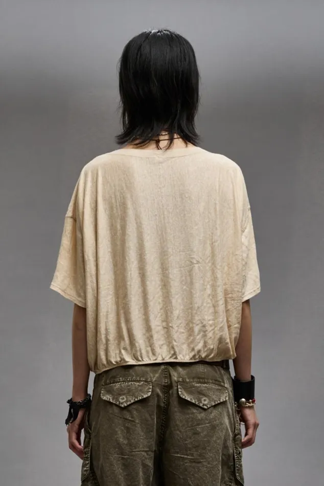 GATHERED HEM VNECK TEE 8211 KHAKI Women R13 TShirts