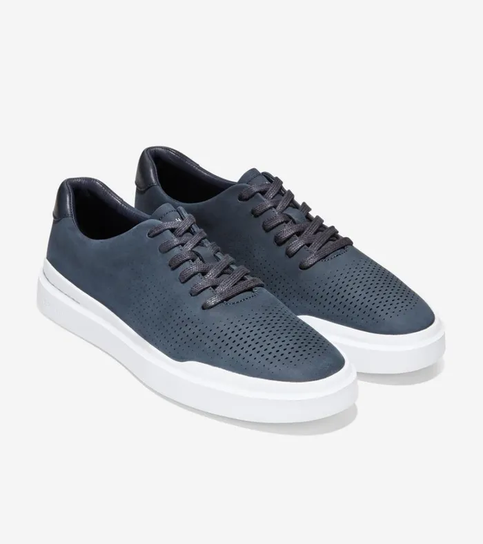 GrandPr Rally Laser Cut Sneakers Navy Nubuck Men Cole Haan Sneakers