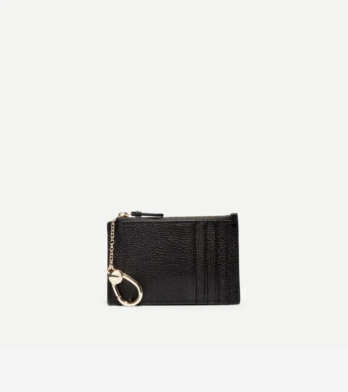 GRANDSERIES Card Case With Zip Black Pebbled Leather Women Cole Haan Wallets and Wristlets GRANDSERIES Card Case With Zip Black Pebbled Leather Women Cole Haan Wallets and Wristlets