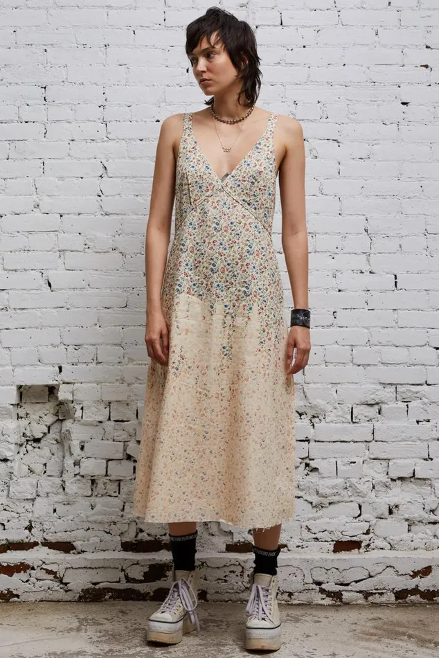GRUNGE SLIP 8211 DIP BLEACHED BEIGE FLORAL Women R13 Dresses and Skirts