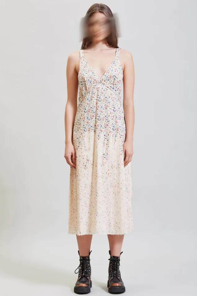 GRUNGE SLIP 8211 DIP BLEACHED BEIGE FLORAL Women R13 Dresses and Skirts GRUNGE SLIP 8211 DIP BLEACHED BEIGE FLORAL Women R13 Dresses and Skirts