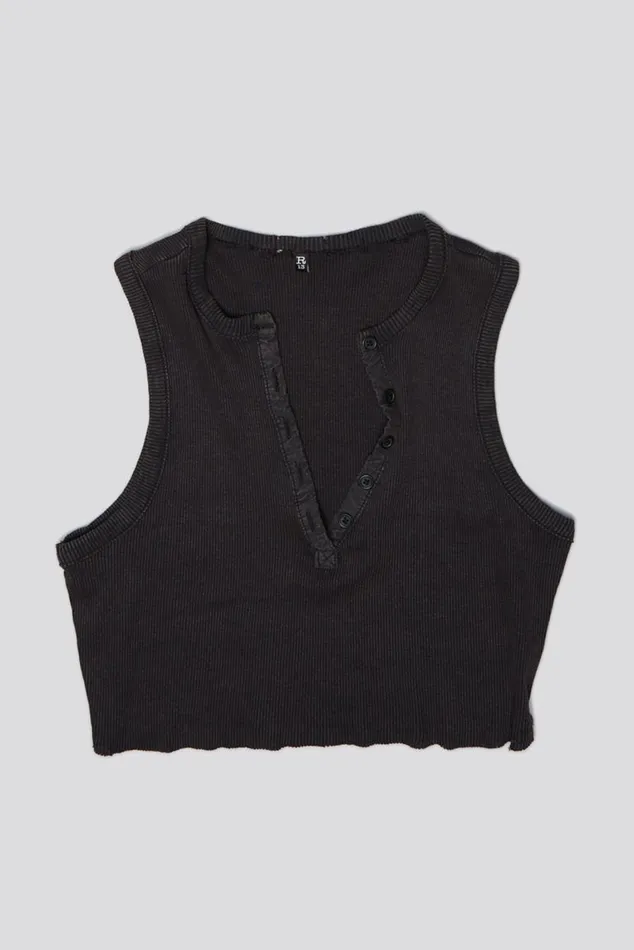 HENLEY TANK 8211 WASHED BLACK Women R13 TShirts