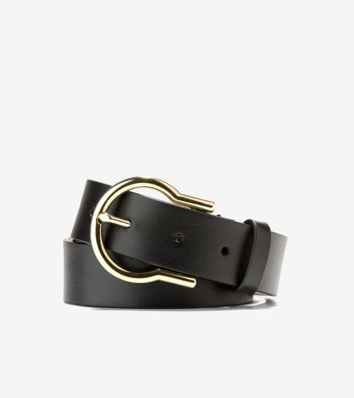 Hinged Buckle Belt Black Women Cole Haan Belts