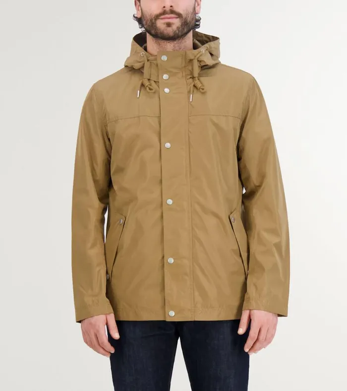 Hooded Rain Jacket Khaki Men Cole Haan Rain Jackets