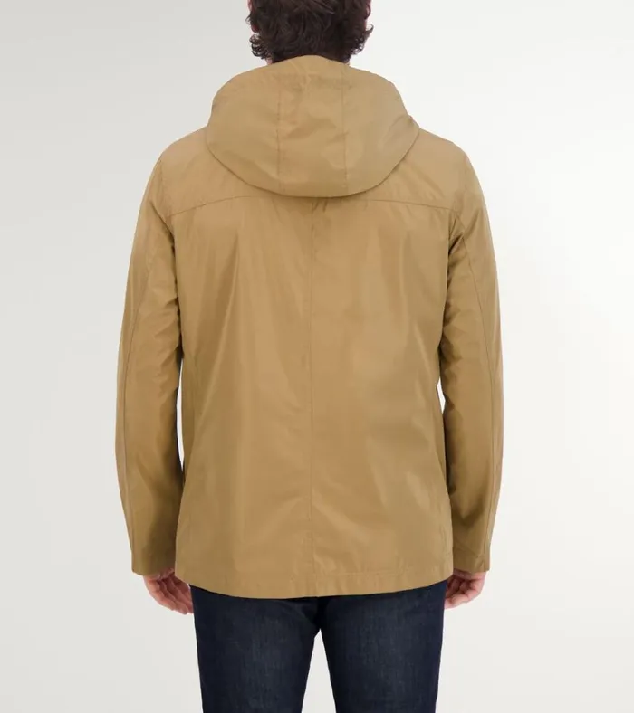 Hooded Rain Jacket Khaki Men Cole Haan Rain Jackets