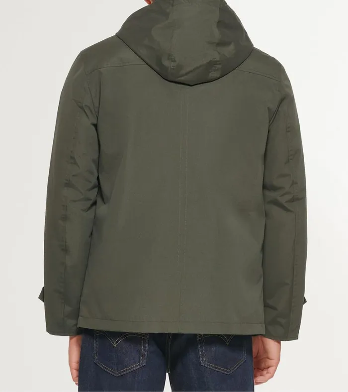 Hooded Rain Jacket Olive Men Cole Haan Rain Jackets