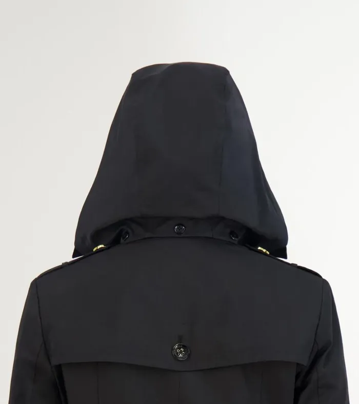 Hooded Trench Coat Black Women Cole Haan Trench Coats