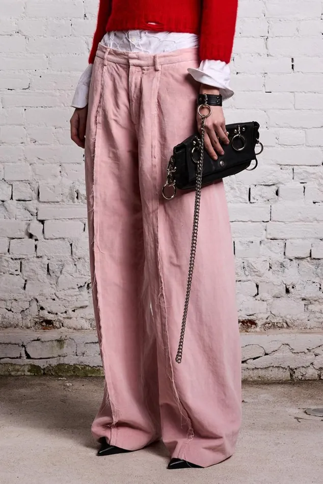 INVERTED TROUSER 8211 PINK VELVET Women R13 Pants and Shorts