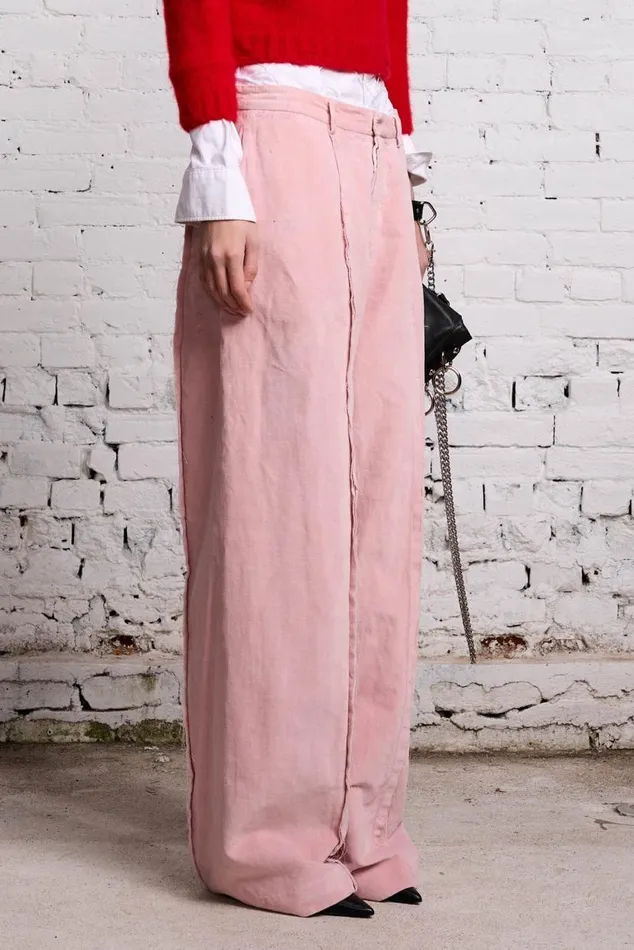 INVERTED TROUSER 8211 PINK VELVET Women R13 Pants and Shorts