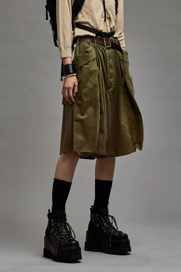 JESSE MULTIPOCKET SHORT 8211 OLIVE HERRINGBONE Women R13 Pants and Shorts