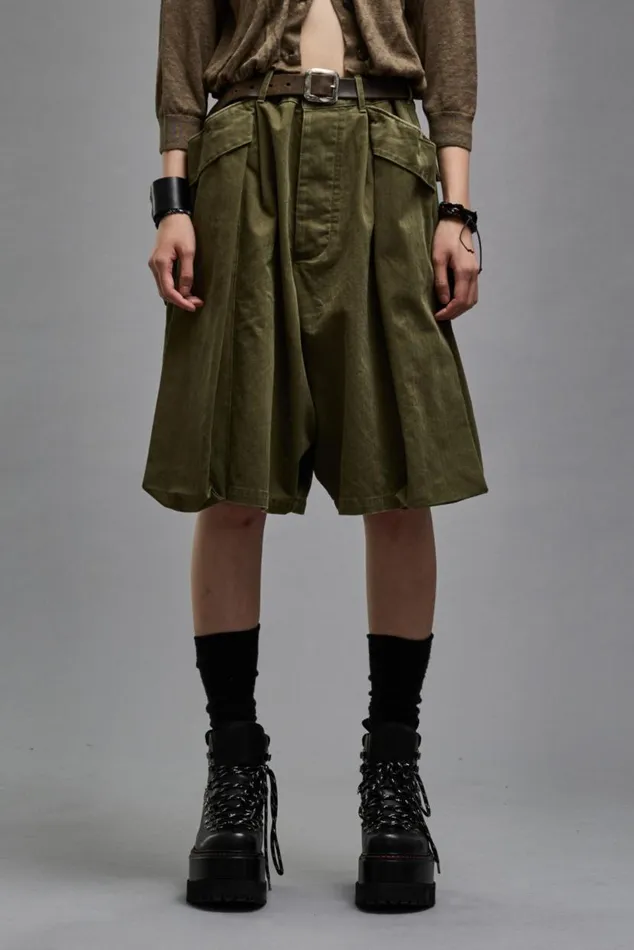 JESSE MULTIPOCKET SHORT 8211 OLIVE HERRINGBONE Women R13 Pants and Shorts