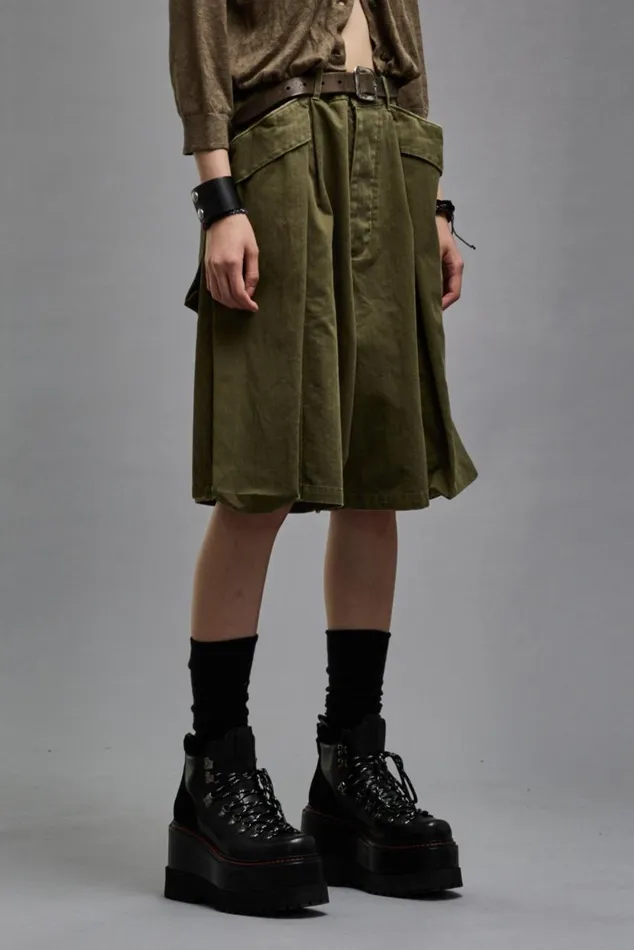 JESSE MULTIPOCKET SHORT 8211 OLIVE HERRINGBONE Women R13 Pants and Shorts