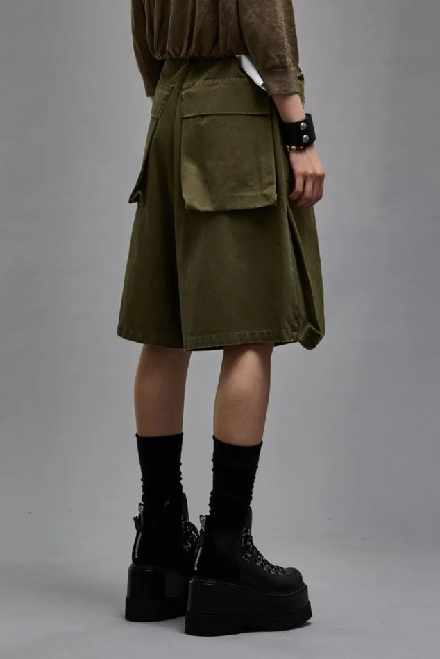 JESSE MULTIPOCKET SHORT 8211 OLIVE HERRINGBONE Women R13 Pants and Shorts