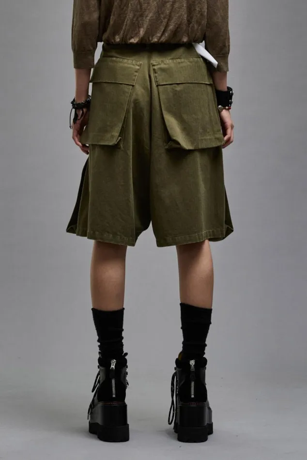 JESSE MULTIPOCKET SHORT 8211 OLIVE HERRINGBONE Women R13 Pants and Shorts