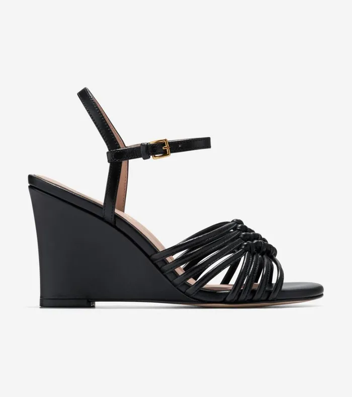 Jitney Knot Wedge Sandals Black Women Cole Haan Heels and Pumps