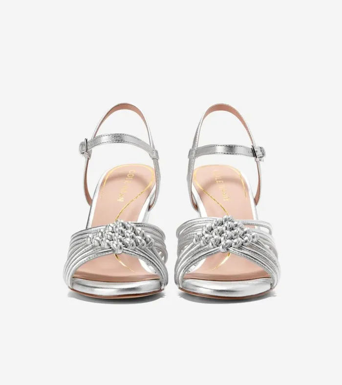 Jitney Knot Wedge Sandals Silver Women Cole Haan Heels and Pumps