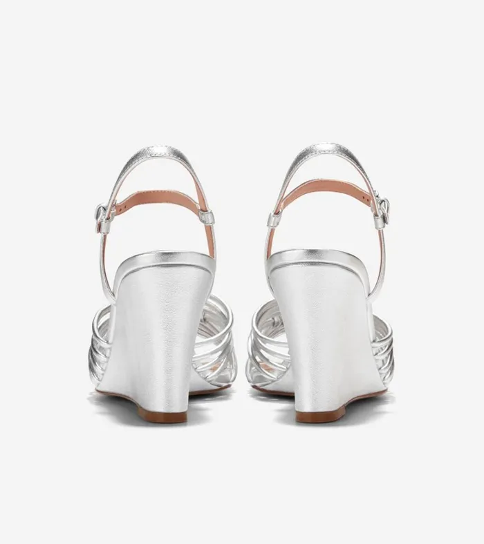 Jitney Knot Wedge Sandals Silver Women Cole Haan Heels and Pumps