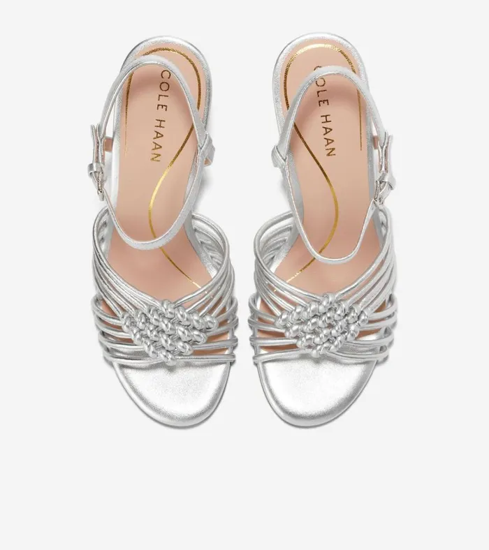 Jitney Knot Wedge Sandals Silver Women Cole Haan Heels and Pumps