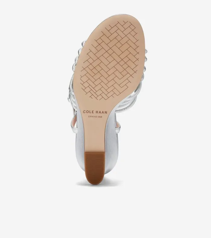 Jitney Knot Wedge Sandals Silver Women Cole Haan Heels and Pumps