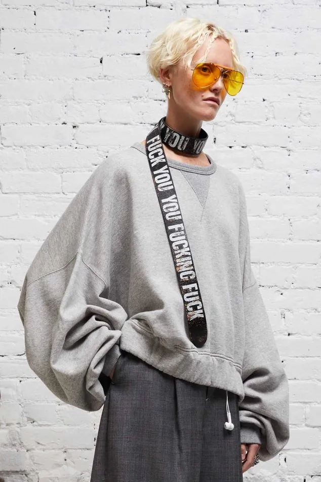 JUMBO CROPPED CREWNECK 8211 HEATHER GREY Women R13 Tops