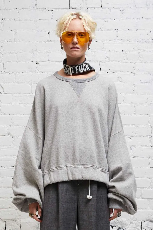 JUMBO CROPPED CREWNECK 8211 HEATHER GREY Women R13 Tops