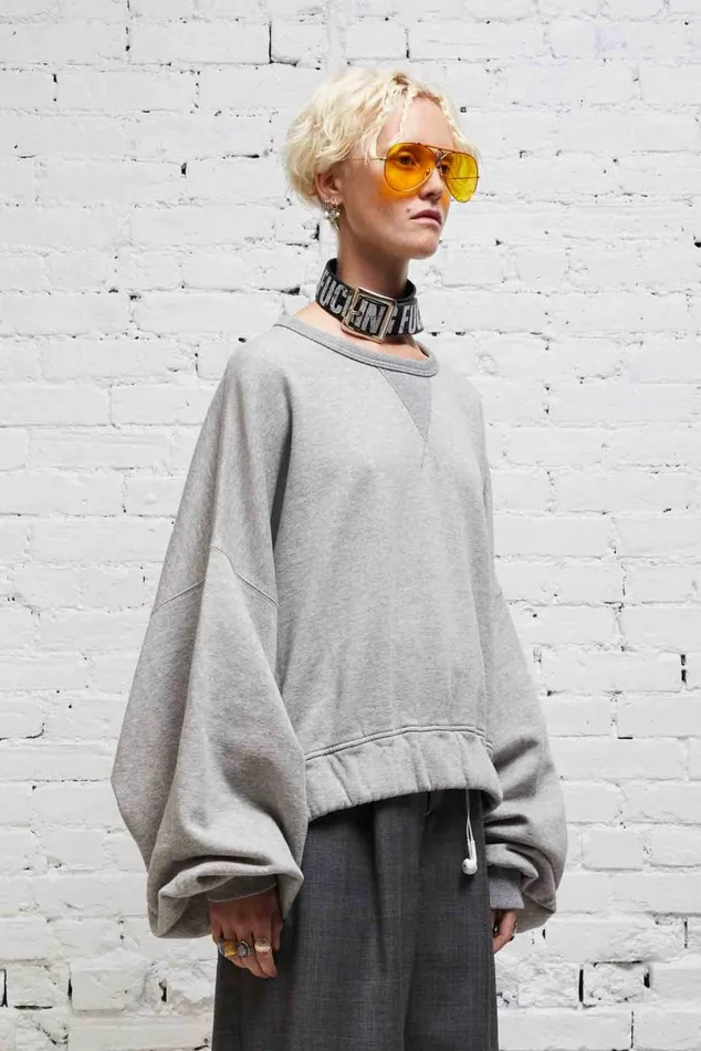 JUMBO CROPPED CREWNECK 8211 HEATHER GREY Women R13 Tops
