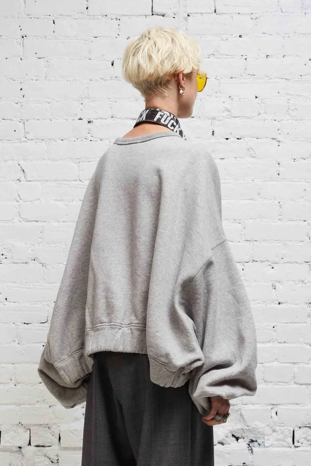 JUMBO CROPPED CREWNECK 8211 HEATHER GREY Women R13 Tops