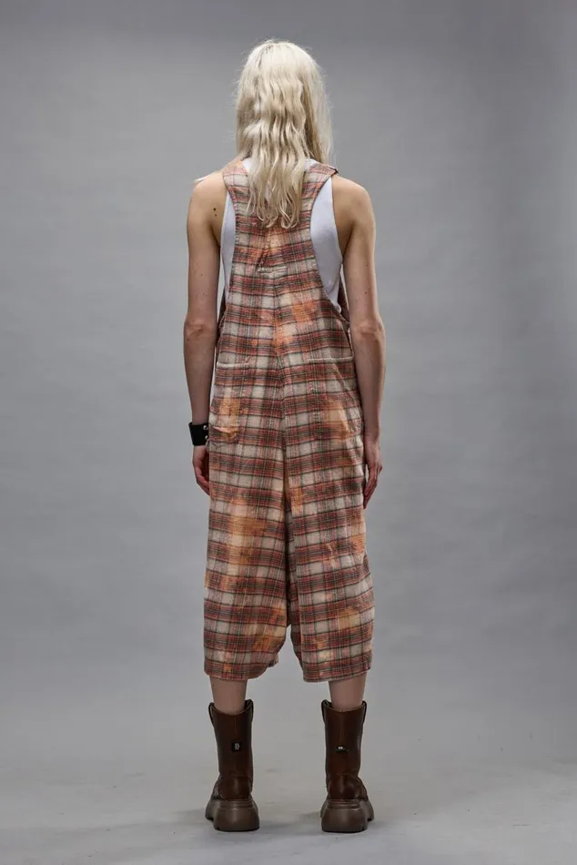 JUMBO OVERALL 8211 BLEACHED ORANGE PLAID Women R13 Pants and Shorts