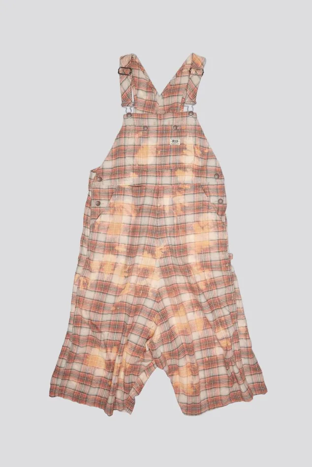 JUMBO OVERALL 8211 BLEACHED ORANGE PLAID Women R13 Pants and Shorts