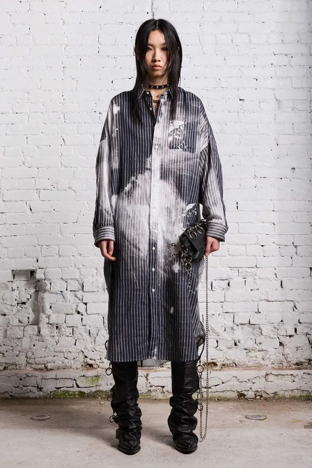 JUMBO SHIRTDRESS 8211 BLEACH PRINT BLACK Women R13 Dresses and Skirts