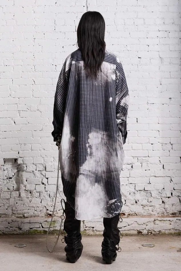 JUMBO SHIRTDRESS 8211 BLEACH PRINT BLACK Women R13 Dresses and Skirts