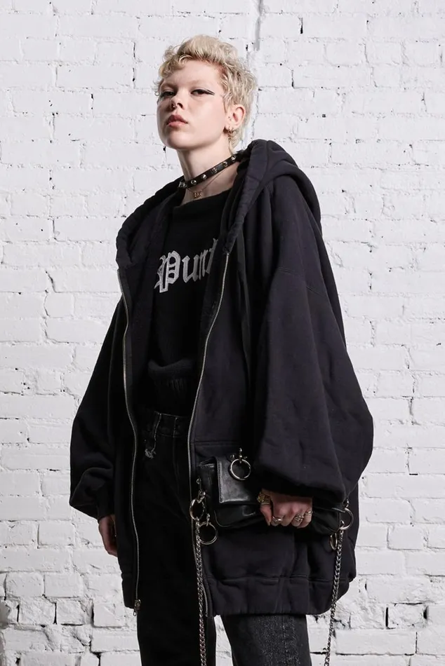 JUMBO ZIP HOODIE 8211 BLACK Women R13 Tops