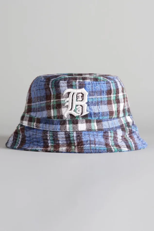 LAYERED BUCKET HAT 8211 BLUEGREEN PLAID Women R13 Accessories
