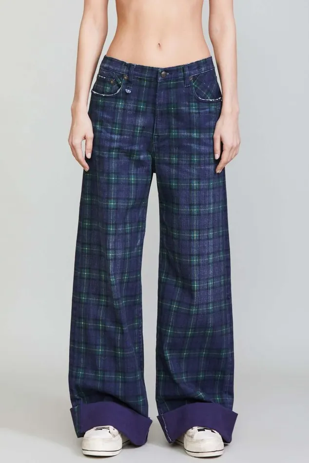 LISA BAGGY JEAN 8211 PRINTED TARTAN Women R13 Denim LISA BAGGY JEAN 8211 PRINTED TARTAN Women R13 Denim