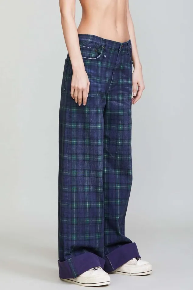 LISA BAGGY JEAN 8211 PRINTED TARTAN Women R13 Denim LISA BAGGY JEAN 8211 PRINTED TARTAN Women R13 Denim