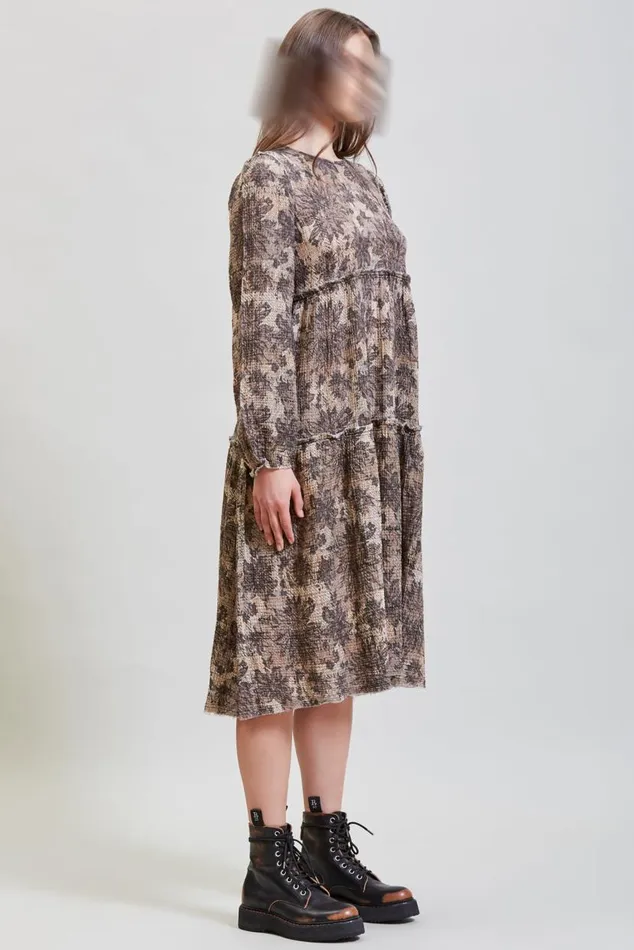 LONG SLEEVE SHREDDED RELAXED MIDI 8211 GREY LACE IMITATION Women R13 Dresses and Skirts LONG SLEEVE SHREDDED RELAXED MIDI 8211 GREY LACE IMITATION Women R13 Dresses and Skirts