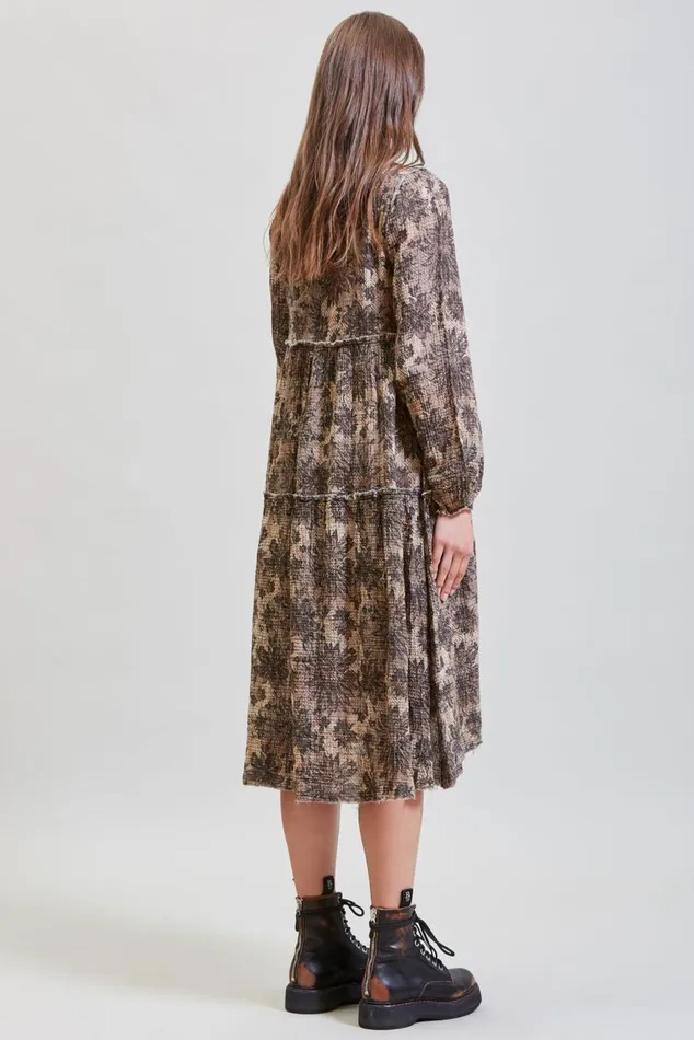 LONG SLEEVE SHREDDED RELAXED MIDI 8211 GREY LACE IMITATION Women R13 Dresses and Skirts LONG SLEEVE SHREDDED RELAXED MIDI 8211 GREY LACE IMITATION Women R13 Dresses and Skirts