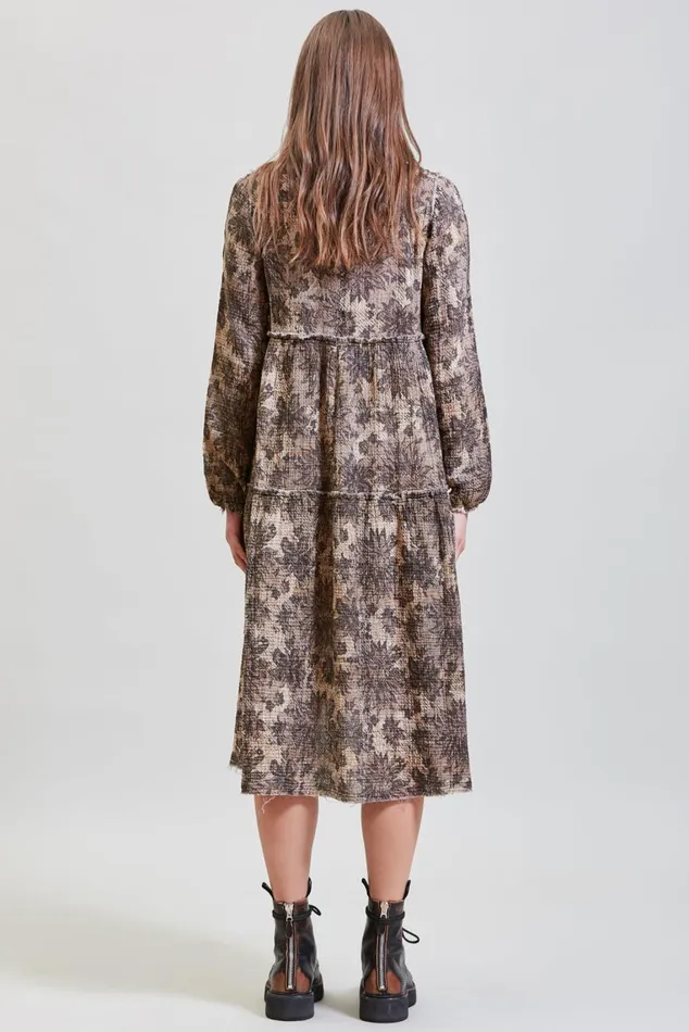 LONG SLEEVE SHREDDED RELAXED MIDI 8211 GREY LACE IMITATION Women R13 Dresses and Skirts LONG SLEEVE SHREDDED RELAXED MIDI 8211 GREY LACE IMITATION Women R13 Dresses and Skirts
