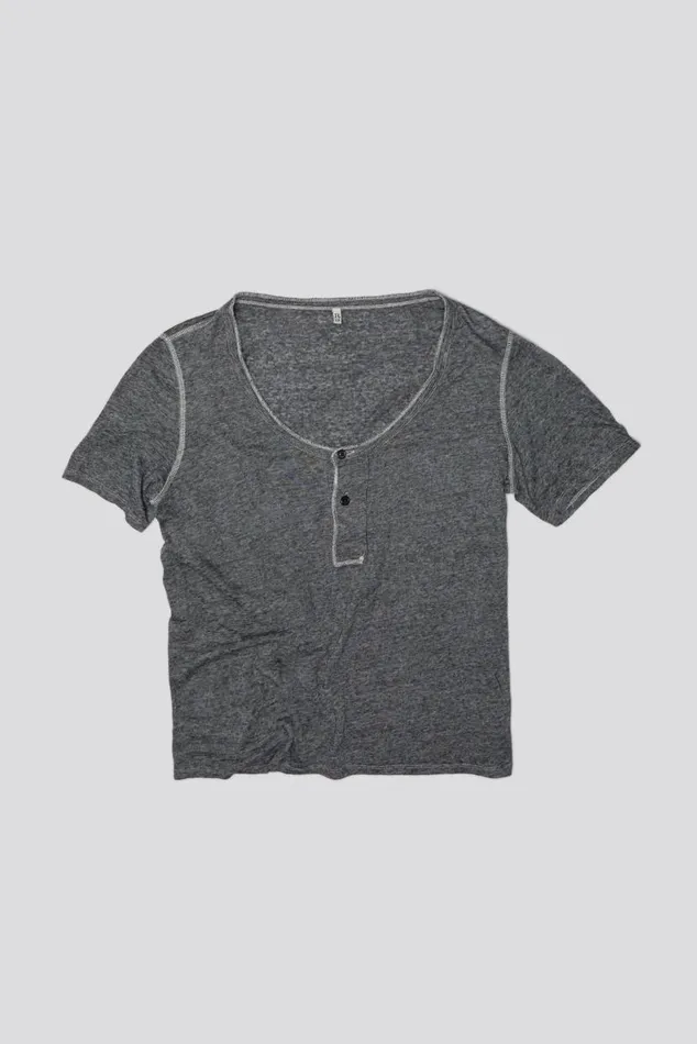 LOW NECK HENLEY TEE 8211 CHARCOAL Women R13 TShirts